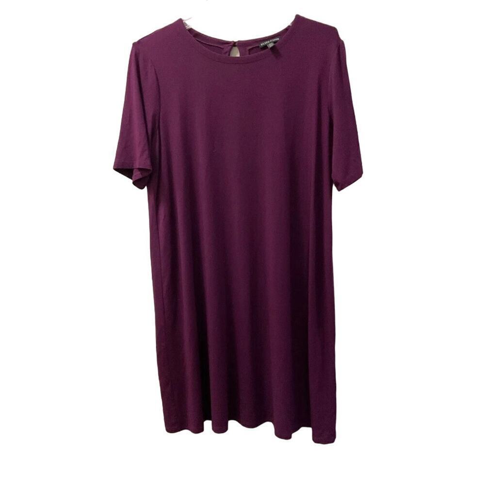 EILEEN FISHER Viscose Blend Purple Short Sleeve Shift Dress Size PS